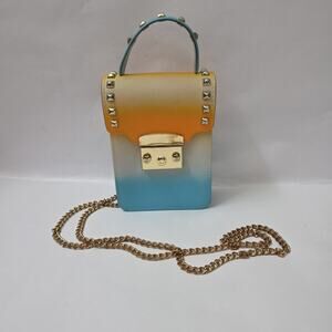 Y2K Studded Crossbody Jelly Mini Bag Gold Chain Strap Ombre Purse Cute